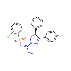 CN/C(=N/S(=O)(=O)c1ccccc1Cl)N1C[C@@H](c2ccccc2)C(c2ccc(Cl)cc2)=N1 ZINC000013559244