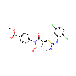 CN/C(=N/c1cc(Cl)ccc1Cl)S[C@H]1CC(=O)N(c2ccc(C(=O)OC)cc2)C1=O ZINC000013154626