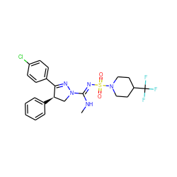 CN/C(=N\S(=O)(=O)N1CCC(C(F)(F)F)CC1)N1C[C@@H](c2ccccc2)C(c2ccc(Cl)cc2)=N1 ZINC000049775134