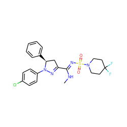 CN/C(=N\S(=O)(=O)N1CCC(F)(F)CC1)C1=NN(c2ccc(Cl)cc2)[C@@H](c2ccccc2)C1 ZINC000049785095