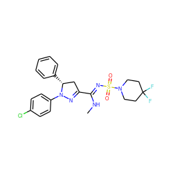 CN/C(=N\S(=O)(=O)N1CCC(F)(F)CC1)C1=NN(c2ccc(Cl)cc2)[C@H](c2ccccc2)C1 ZINC000049050332