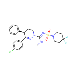 CN/C(=N\S(=O)(=O)N1CCC(F)(F)CC1)N1CC[C@H](c2ccccc2)C(c2ccc(Cl)cc2)=N1 ZINC000045284838