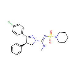 CN/C(=N\S(=O)(=O)N1CCCCC1)N1C[C@@H](c2ccccc2)C(c2ccc(Cl)cc2)=N1 ZINC000013974303