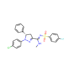 CN/C(=N\S(=O)(=O)c1ccc(F)cc1)C1=NN(c2ccc(Cl)cc2)[C@H](c2ccccc2)C1 ZINC000049021806