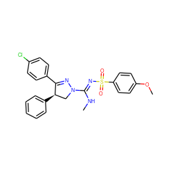 CN/C(=N\S(=O)(=O)c1ccc(OC)cc1)N1C[C@@H](c2ccccc2)C(c2ccc(Cl)cc2)=N1 ZINC000013559263