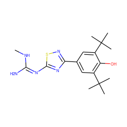 CN/C(N)=N\c1nc(-c2cc(C(C)(C)C)c(O)c(C(C)(C)C)c2)ns1 ZINC000013727701