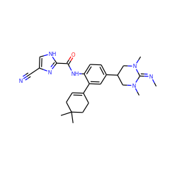 CN=C1N(C)CC(c2ccc(NC(=O)c3nc(C#N)c[nH]3)c(C3=CCC(C)(C)CC3)c2)CN1C ZINC000169694075