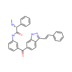 CN[C@@H](C(=O)Nc1cccc(C(=O)c2ccc3c(/C=C/c4ccccc4)n[nH]c3c2)c1)c1ccccc1 ZINC000166892782