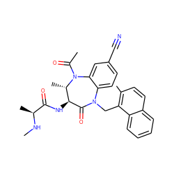 CN[C@@H](C)C(=O)N[C@@H]1C(=O)N(Cc2c(C)ccc3ccccc23)c2ccc(C#N)cc2N(C(C)=O)[C@H]1C ZINC000096285514