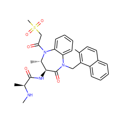 CN[C@@H](C)C(=O)N[C@@H]1C(=O)N(Cc2c(C)ccc3ccccc23)c2ccccc2N(C(=O)CS(C)(=O)=O)[C@H]1C ZINC000096285516