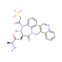 CN[C@@H](C)C(=O)N[C@@H]1C(=O)N(Cc2c(C)cnc3ccccc23)c2ccccc2N(C(=O)CS(C)(=O)=O)[C@H]1C ZINC000210524836