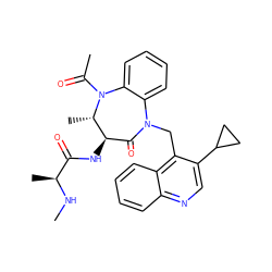 CN[C@@H](C)C(=O)N[C@@H]1C(=O)N(Cc2c(C3CC3)cnc3ccccc23)c2ccccc2N(C(C)=O)[C@H]1C ZINC000210466993