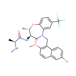 CN[C@@H](C)C(=O)N[C@@H]1C(=O)N(Cc2c(OC)ccc3cc(Br)ccc23)c2cc(C(F)(F)F)ccc2O[C@H]1C ZINC000143964004