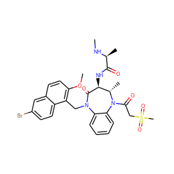 CN[C@@H](C)C(=O)N[C@@H]1C(=O)N(Cc2c(OC)ccc3cc(Br)ccc23)c2ccccc2N(C(=O)CS(C)(=O)=O)[C@H]1C ZINC000096285533