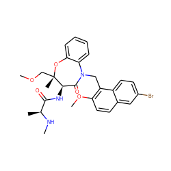 CN[C@@H](C)C(=O)N[C@@H]1C(=O)N(Cc2c(OC)ccc3cc(Br)ccc23)c2ccccc2O[C@@]1(C)COC ZINC001772655596