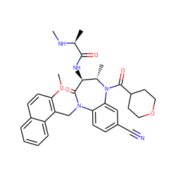 CN[C@@H](C)C(=O)N[C@@H]1C(=O)N(Cc2c(OC)ccc3ccccc23)c2ccc(C#N)cc2N(C(=O)C2CCOCC2)[C@H]1C ZINC000222348512