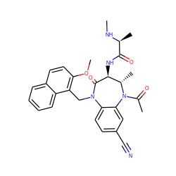 CN[C@@H](C)C(=O)N[C@@H]1C(=O)N(Cc2c(OC)ccc3ccccc23)c2ccc(C#N)cc2N(C(C)=O)[C@H]1C ZINC000096285515