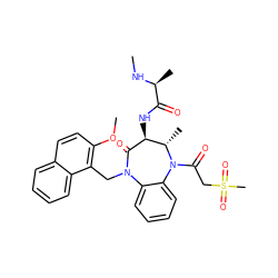 CN[C@@H](C)C(=O)N[C@@H]1C(=O)N(Cc2c(OC)ccc3ccccc23)c2ccccc2N(C(=O)CS(C)(=O)=O)[C@H]1C ZINC000096285517