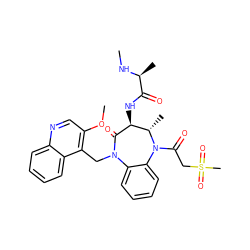 CN[C@@H](C)C(=O)N[C@@H]1C(=O)N(Cc2c(OC)cnc3ccccc23)c2ccccc2N(C(=O)CS(C)(=O)=O)[C@H]1C ZINC000210481147