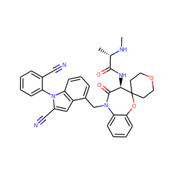 CN[C@@H](C)C(=O)N[C@@H]1C(=O)N(Cc2cccc3c2cc(C#N)n3-c2ccccc2C#N)c2ccccc2OC12CCOCC2 ZINC000220131454