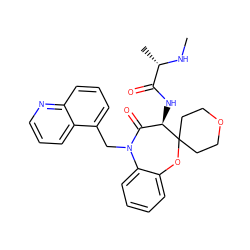 CN[C@@H](C)C(=O)N[C@@H]1C(=O)N(Cc2cccc3ncccc23)c2ccccc2OC12CCOCC2 ZINC000220129697