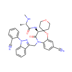 CN[C@@H](C)C(=O)N[C@@H]1C(=O)N(Cc2nn(-c3ccccc3C#N)c3ccccc23)c2ccc(C#N)cc2OC12CCOCC2 ZINC000144137687