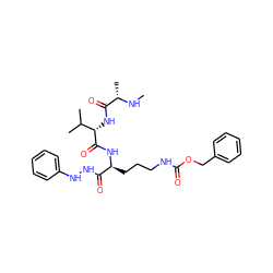 CN[C@@H](C)C(=O)N[C@H](C(=O)N[C@@H](CCCNC(=O)OCc1ccccc1)C(=O)NNc1ccccc1)C(C)C ZINC000064576420