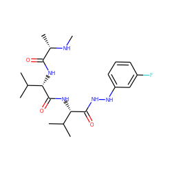 CN[C@@H](C)C(=O)N[C@H](C(=O)N[C@H](C(=O)NNc1cccc(F)c1)C(C)C)C(C)C ZINC000064597001