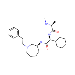 CN[C@@H](C)C(=O)N[C@H](C(=O)N[C@H]1CCCCN(CCc2ccccc2)C1)C1CCCCC1 ZINC000073197929