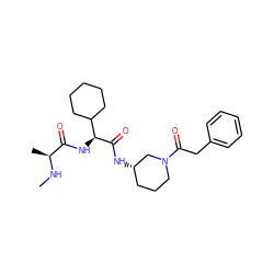 CN[C@@H](C)C(=O)N[C@H](C(=O)N[C@H]1CCCN(C(=O)Cc2ccccc2)C1)C1CCCCC1 ZINC000082157335