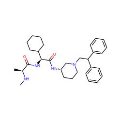 CN[C@@H](C)C(=O)N[C@H](C(=O)N[C@H]1CCCN(CC(c2ccccc2)c2ccccc2)C1)C1CCCCC1 ZINC000073197932