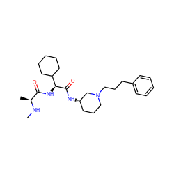 CN[C@@H](C)C(=O)N[C@H](C(=O)N[C@H]1CCCN(CCCc2ccccc2)C1)C1CCCCC1 ZINC000082152402