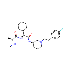 CN[C@@H](C)C(=O)N[C@H](C(=O)N[C@H]1CCCN(CCc2ccc(F)cc2)C1)C1CCCCC1 ZINC000082149892