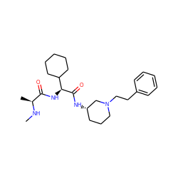 CN[C@@H](C)C(=O)N[C@H](C(=O)N[C@H]1CCCN(CCc2ccccc2)C1)C1CCCCC1 ZINC000082152375