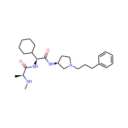 CN[C@@H](C)C(=O)N[C@H](C(=O)N[C@H]1CCN(CCCc2ccccc2)C1)C1CCCCC1 ZINC000082159698