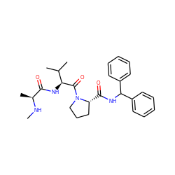 CN[C@@H](C)C(=O)N[C@H](C(=O)N1CCC[C@H]1C(=O)NC(c1ccccc1)c1ccccc1)C(C)C ZINC000072109867