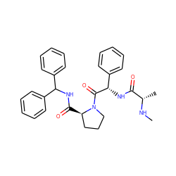 CN[C@@H](C)C(=O)N[C@H](C(=O)N1CCC[C@H]1C(=O)NC(c1ccccc1)c1ccccc1)c1ccccc1 ZINC000064480305