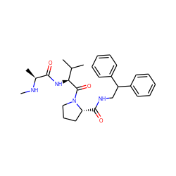 CN[C@@H](C)C(=O)N[C@H](C(=O)N1CCC[C@H]1C(=O)NCC(c1ccccc1)c1ccccc1)C(C)C ZINC000084725163