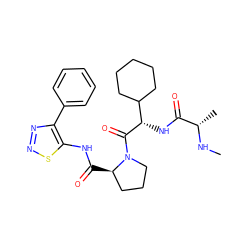 CN[C@@H](C)C(=O)N[C@H](C(=O)N1CCC[C@H]1C(=O)Nc1snnc1-c1ccccc1)C1CCCCC1 ZINC000084654490