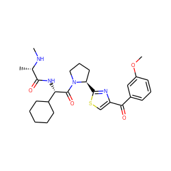 CN[C@@H](C)C(=O)N[C@H](C(=O)N1CCC[C@H]1c1nc(C(=O)c2cccc(OC)c2)cs1)C1CCCCC1 ZINC001772768827