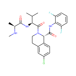 CN[C@@H](C)C(=O)N[C@H](C(=O)N1CCc2cc(Cl)ccc2[C@H]1C(=O)Nc1c(F)cccc1F)C(C)C ZINC000211027379