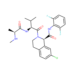 CN[C@@H](C)C(=O)N[C@H](C(=O)N1CCc2ccc(Cl)cc2[C@@H]1C(=O)Nc1c(F)cccc1F)C(C)C ZINC000211039106