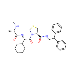 CN[C@@H](C)C(=O)N[C@H](C(=O)N1CSC[C@H]1C(=O)NCC(c1ccccc1)c1ccccc1)C1CCCCC1 ZINC000084722770