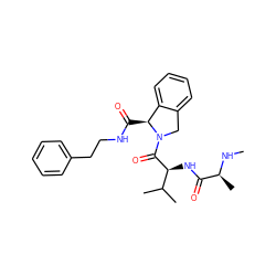 CN[C@@H](C)C(=O)N[C@H](C(=O)N1Cc2ccccc2[C@@H]1C(=O)NCCc1ccccc1)C(C)C ZINC000144945674