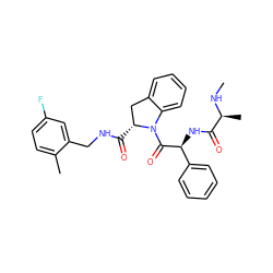 CN[C@@H](C)C(=O)N[C@H](C(=O)N1c2ccccc2C[C@H]1C(=O)NCc1cc(F)ccc1C)c1ccccc1 ZINC001772632452