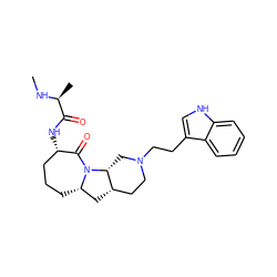 CN[C@@H](C)C(=O)N[C@H]1CCC[C@H]2C[C@H]3CCN(CCc4c[nH]c5ccccc45)C[C@H]3N2C1=O ZINC000169307823