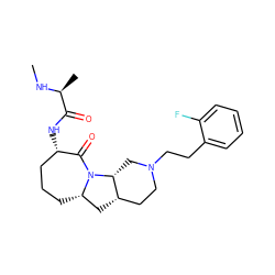 CN[C@@H](C)C(=O)N[C@H]1CCC[C@H]2C[C@H]3CCN(CCc4ccccc4F)C[C@H]3N2C1=O ZINC000169312361