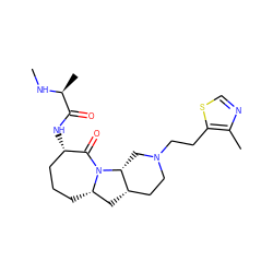 CN[C@@H](C)C(=O)N[C@H]1CCC[C@H]2C[C@H]3CCN(CCc4scnc4C)C[C@H]3N2C1=O ZINC000169307824