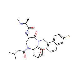 CN[C@@H](C)C(=O)N[C@H]1CN(C(=O)CC(C)C)c2ccccc2N(Cc2c(OC)ccc3cc(Br)ccc23)C1=O ZINC000096285530