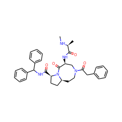 CN[C@@H](C)C(=O)N[C@H]1CN(C(=O)Cc2ccccc2)CC[C@H]2CC[C@@H](C(=O)NC(c3ccccc3)c3ccccc3)N2C1=O ZINC000042834420